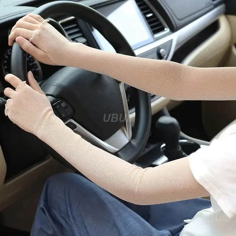 1 Pair Ice Mesh Sleeves Quick Drying Breathable Cycling Arm Covers Sun Protection Sports Cooling Sleeves For Driving Fishing
