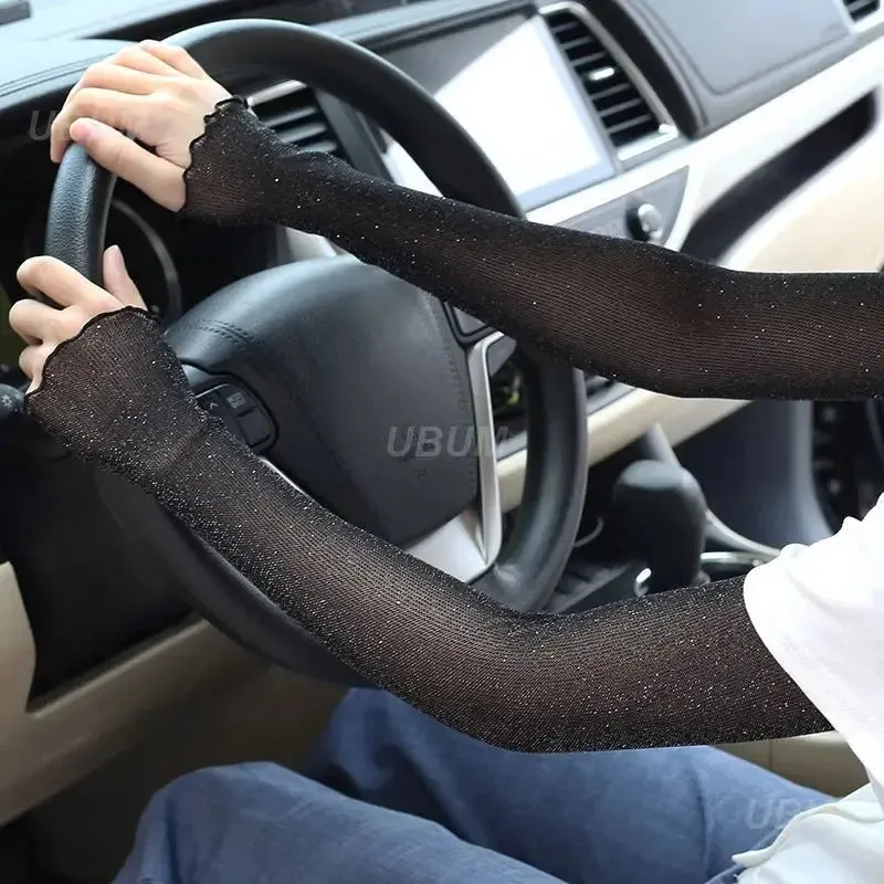 1 Pair Ice Mesh Sleeves Quick Drying Breathable Cycling Arm Covers Sun Protection Sports Cooling Sleeves For Driving Fishing