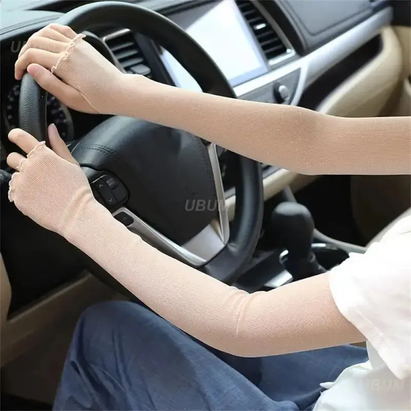 1 Pair Ice Mesh Sleeves Quick Drying Breathable Cycling Arm Covers Sun Protection Sports Cooling Sleeves For Driving Fishing