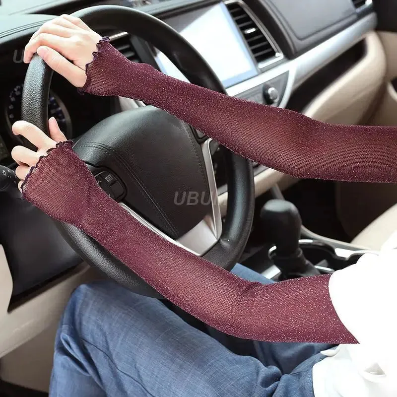 1 Pair Ice Mesh Sleeves Quick Drying Breathable Cycling Arm Covers Sun Protection Sports Cooling Sleeves For Driving Fishing