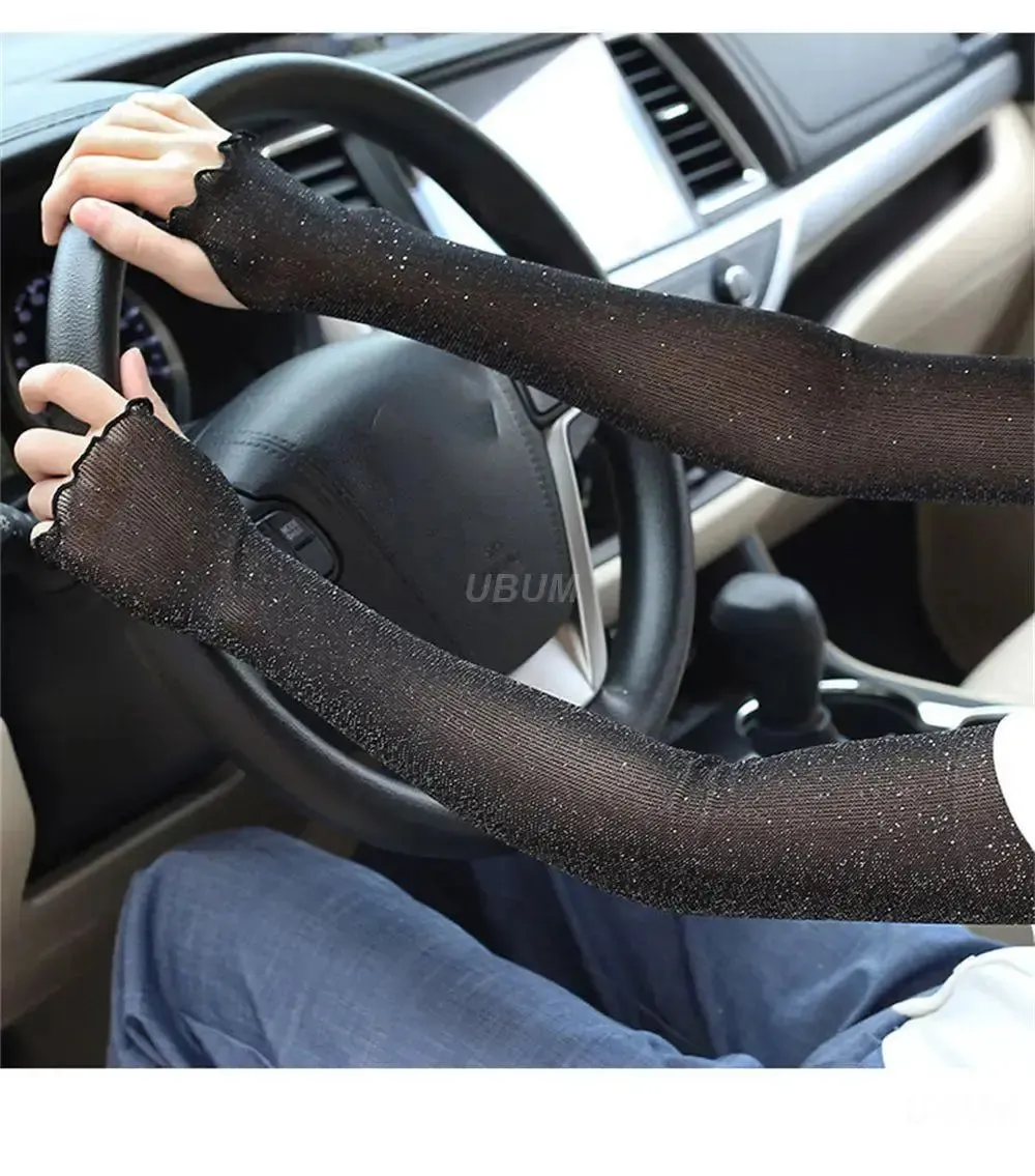 1 Pair Ice Mesh Sleeves Quick Drying Breathable Cycling Arm Covers Sun Protection Sports Cooling Sleeves For Driving Fishing