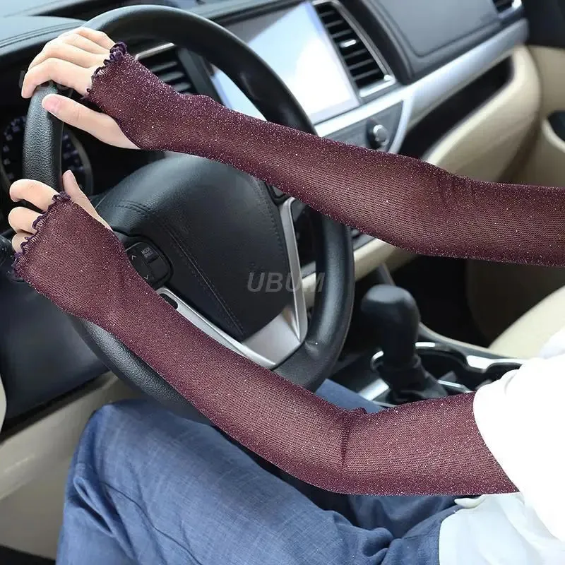 1 Pair Ice Mesh Sleeves Quick Drying Breathable Cycling Arm Covers Sun Protection Sports Cooling Sleeves For Driving Fishing