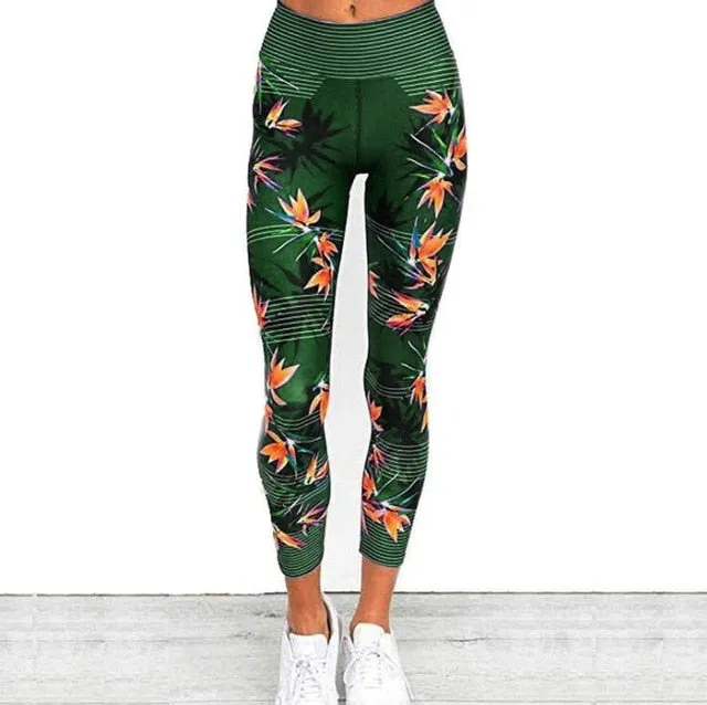 3 clolors  Yoga Pants Fitness Sport Leggings Stripe Printing Elastic Gym Workout Tights S-XL Running Trousers Plus Size