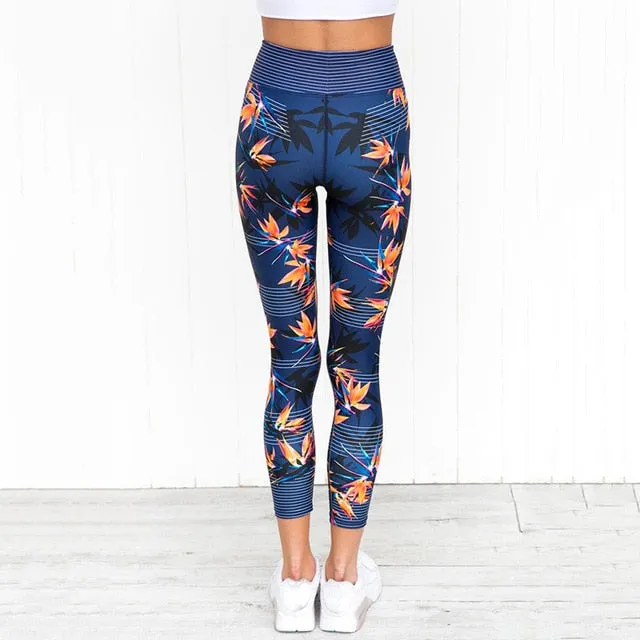 3 clolors  Yoga Pants Fitness Sport Leggings Stripe Printing Elastic Gym Workout Tights S-XL Running Trousers Plus Size