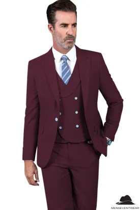 3 Piece Mens Suit Slim Fit Solid Peak lapel Suit (Blazer Vest Pants)