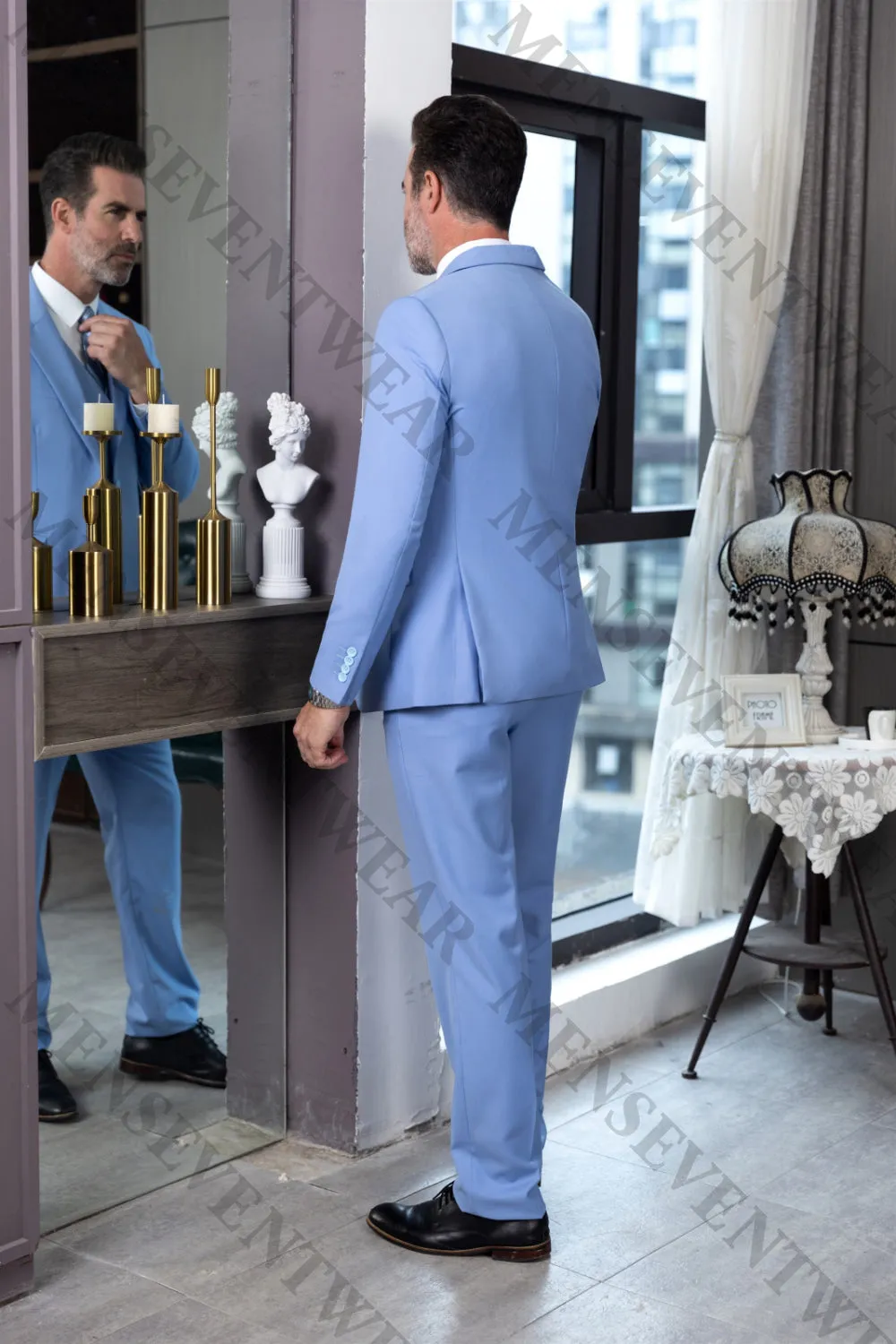 3 Piece Mens Suit Slim Fit Vest Solid Peak lapel Suit (Blazer Vest Pants)