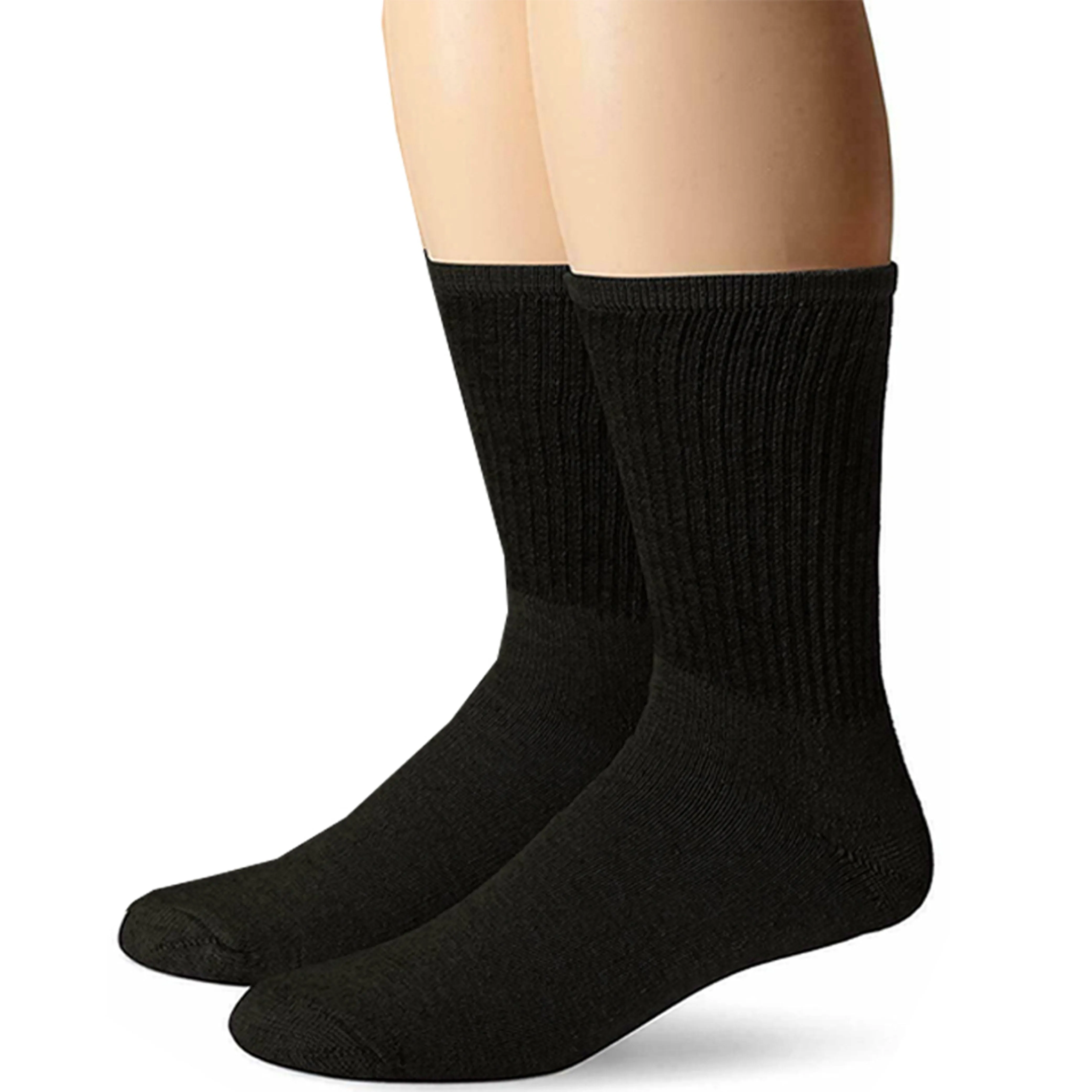 8 Pairs Mens Black Classic Calf Sports Athletic Crew Cotton Cushioned Socks 9-11