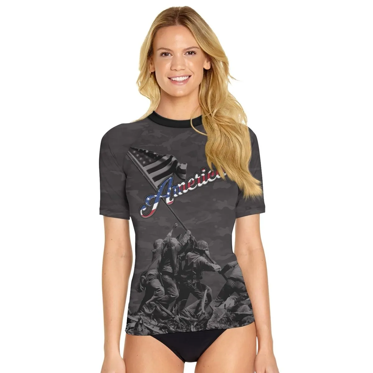 American Independence Day Women's Short Sleeve Rash Guard