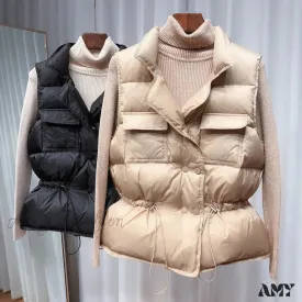 Amy Fashion - Waistcoat White Duck Down Coat