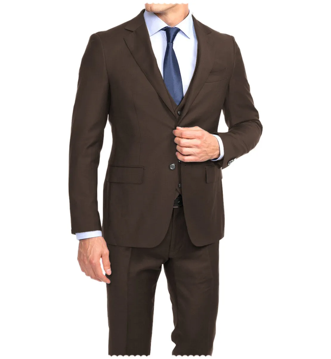 Business 3 Pieces Mens Suit Flat Notch Lapel Tuxedos For Wedding (Blazer vest Pants)