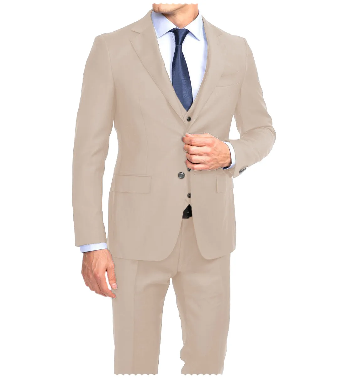 Business 3 Pieces Mens Suit Flat Notch Lapel Tuxedos For Wedding (Blazer vest Pants)