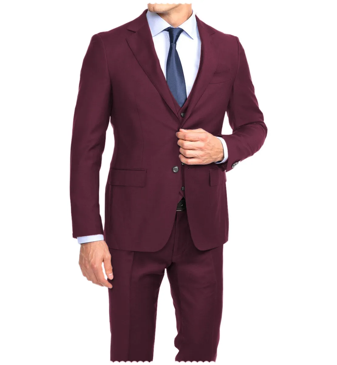 Business 3 Pieces Mens Suit Flat Notch Lapel Tuxedos For Wedding (Blazer vest Pants)