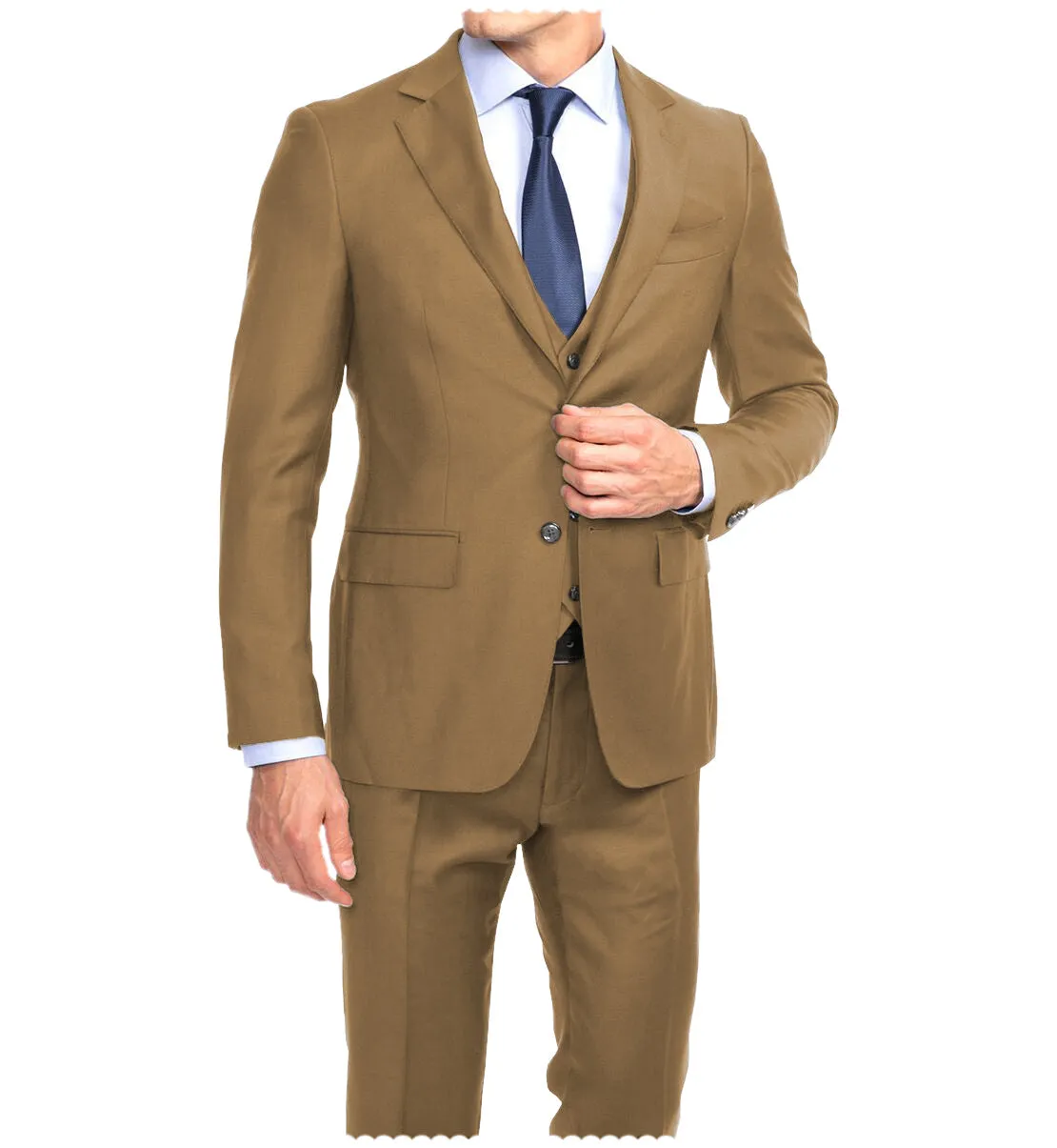 Business 3 Pieces Mens Suit Flat Notch Lapel Tuxedos For Wedding (Blazer vest Pants)