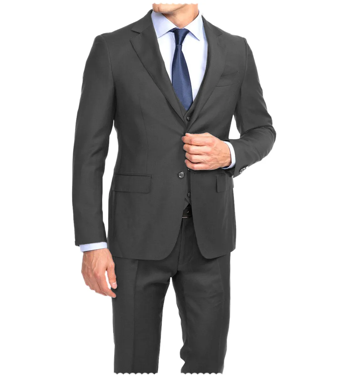 Business 3 Pieces Mens Suit Flat Notch Lapel Tuxedos For Wedding (Blazer vest Pants)