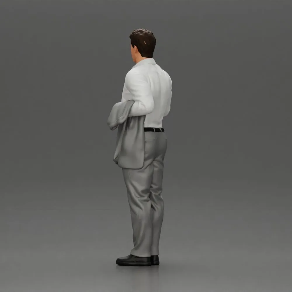 business man standing Holding a Suit