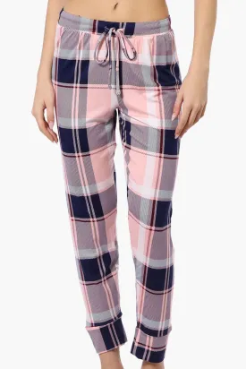 Canada Weather Gear Plaid Tie Waist Pajama Bottoms - Pink