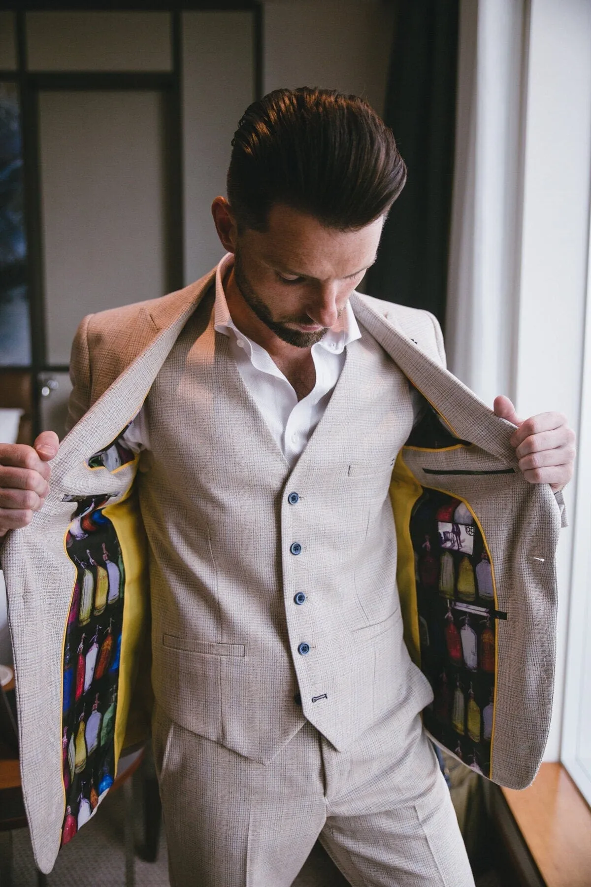 Caridi Beige 3 Piece Suit