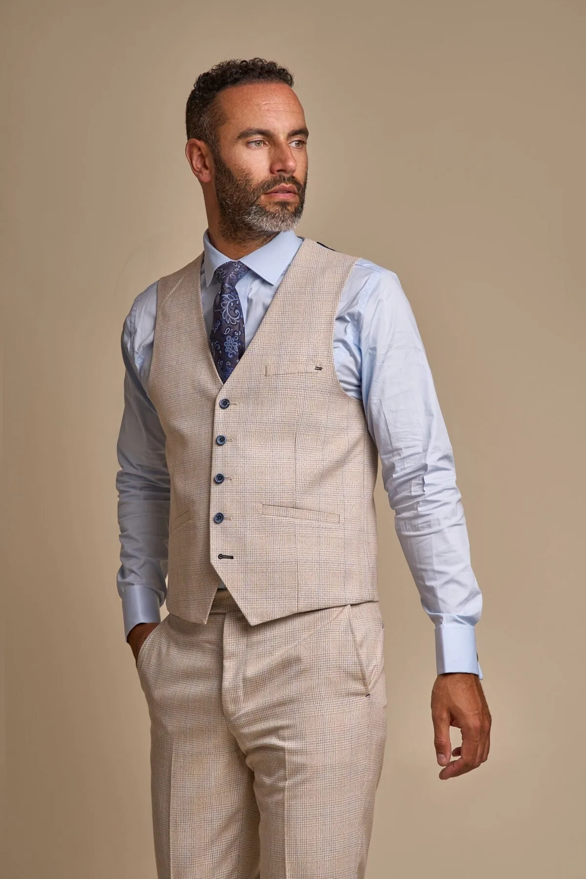 Caridi Beige 3 Piece Suit