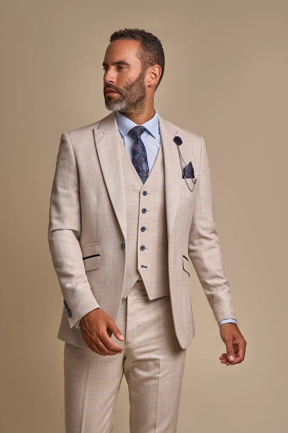 Caridi Beige 3 Piece Suit