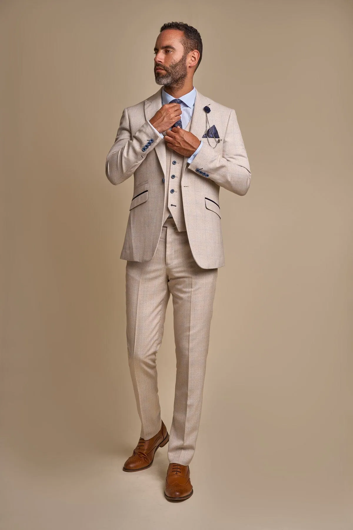 Caridi Beige 3 Piece Suit
