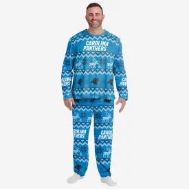 Carolina Panthers Mens Ugly Pattern Family Holiday Pajamas