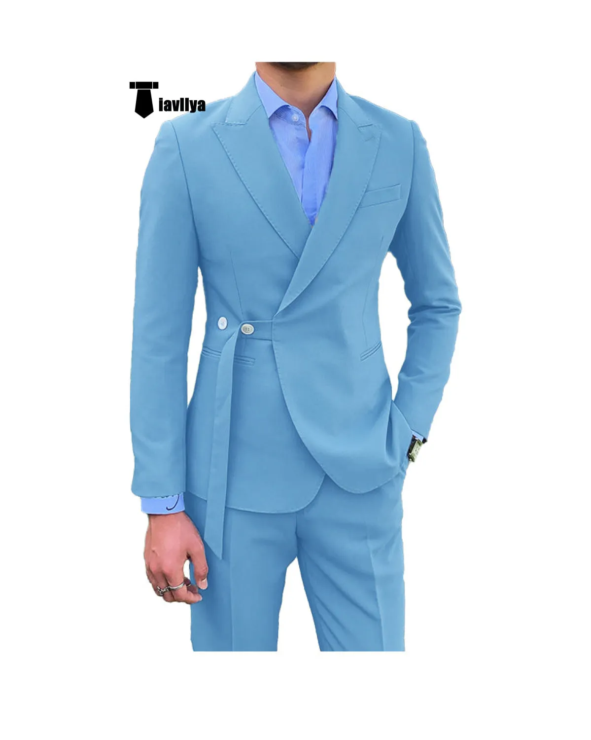 Casual 2 Piece Men's Suit Slim Fit Peak Lapel Tuxedo For Wedding (Blazer Pants)