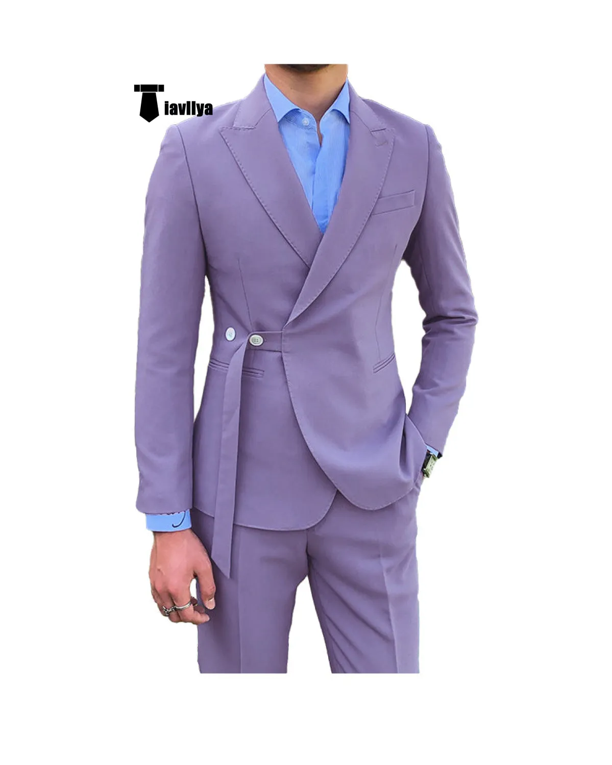 Casual 2 Piece Men's Suit Slim Fit Peak Lapel Tuxedo For Wedding (Blazer Pants)