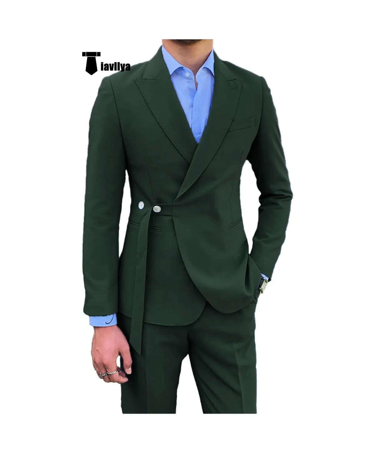 Casual 2 Piece Men's Suit Slim Fit Peak Lapel Tuxedo For Wedding (Blazer Pants)