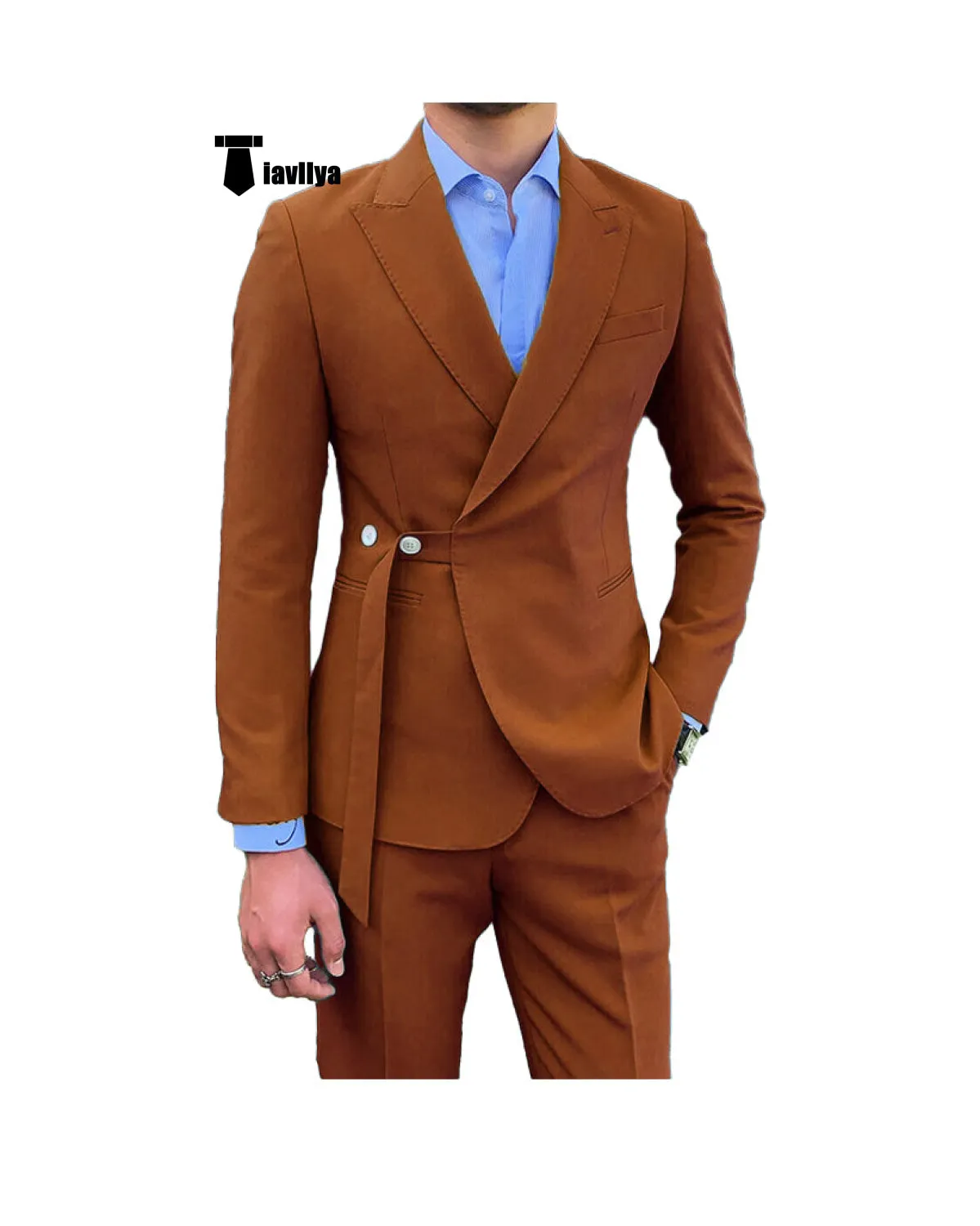 Casual 2 Piece Men's Suit Slim Fit Peak Lapel Tuxedo For Wedding (Blazer Pants)