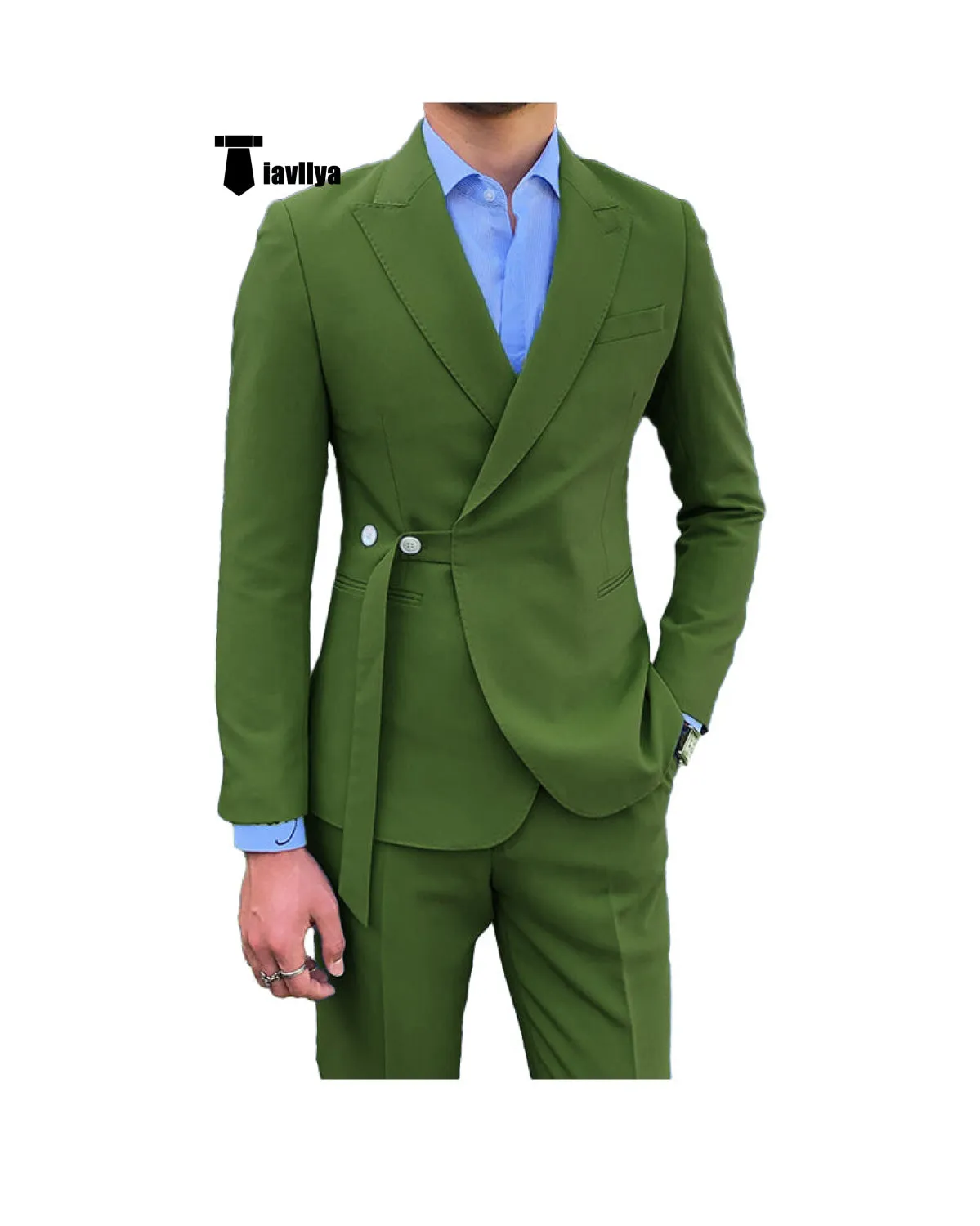 Casual 2 Piece Men's Suit Slim Fit Peak Lapel Tuxedo For Wedding (Blazer Pants)