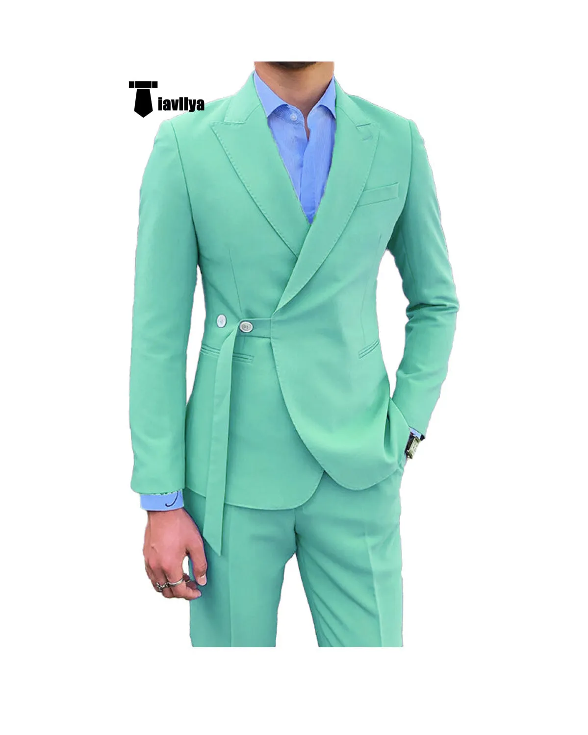 Casual 2 Piece Men's Suit Slim Fit Peak Lapel Tuxedo For Wedding (Blazer Pants)