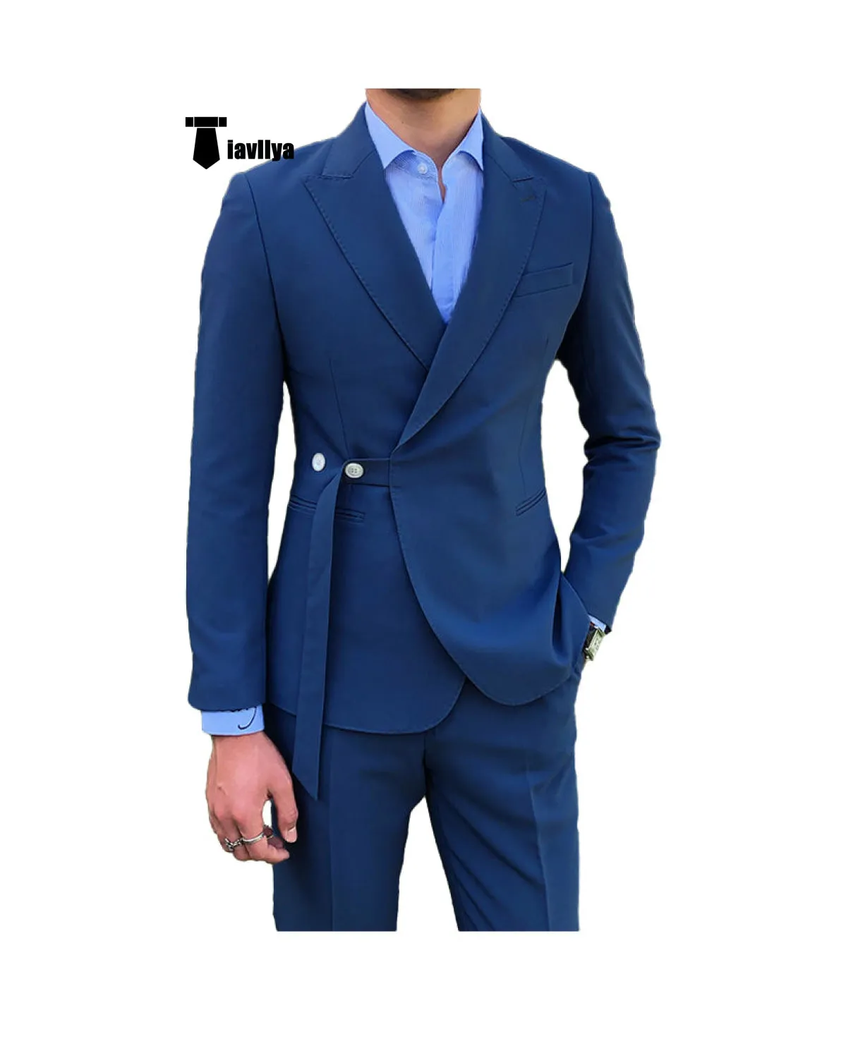 Casual 2 Piece Men's Suit Slim Fit Peak Lapel Tuxedo For Wedding (Blazer Pants)
