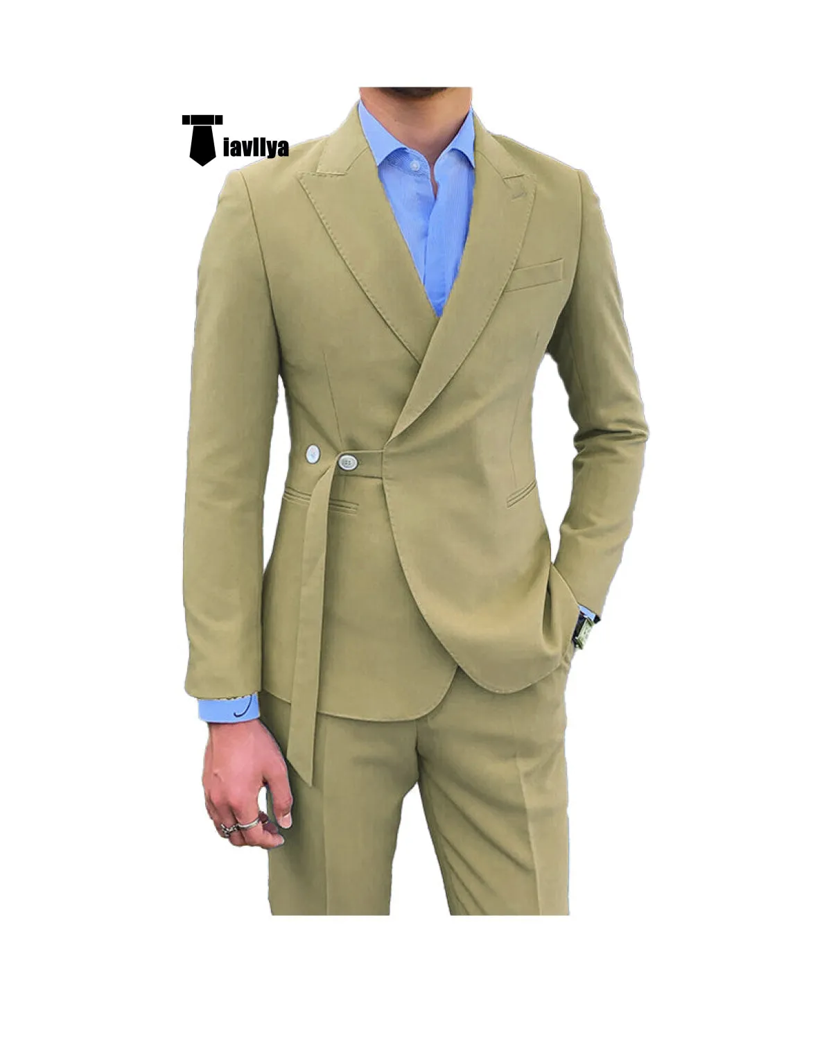 Casual 2 Piece Men's Suit Slim Fit Peak Lapel Tuxedo For Wedding (Blazer Pants)