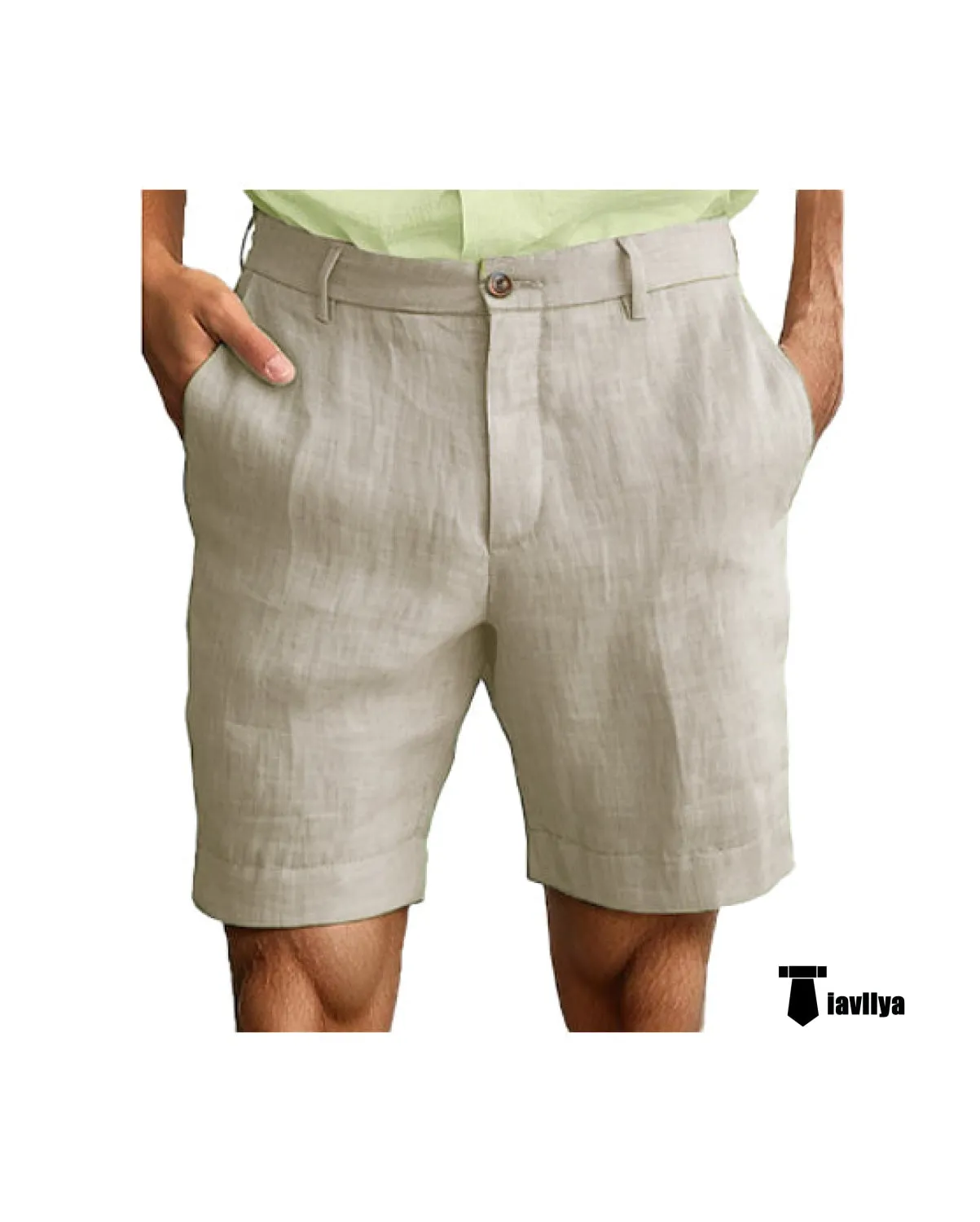 Casual Men's Short Pants Cotton Linen For Beach Wedding
