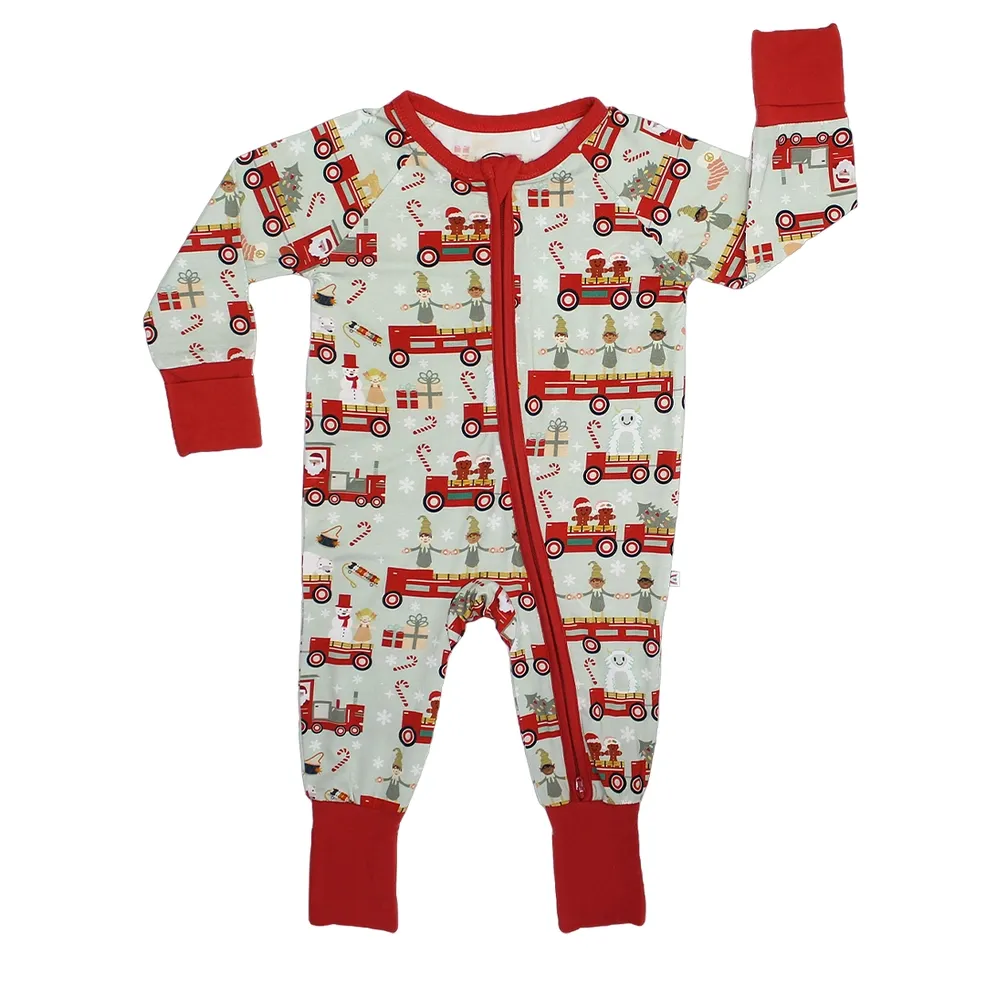 Christmas Train Bamboo Convertible Romper PJ