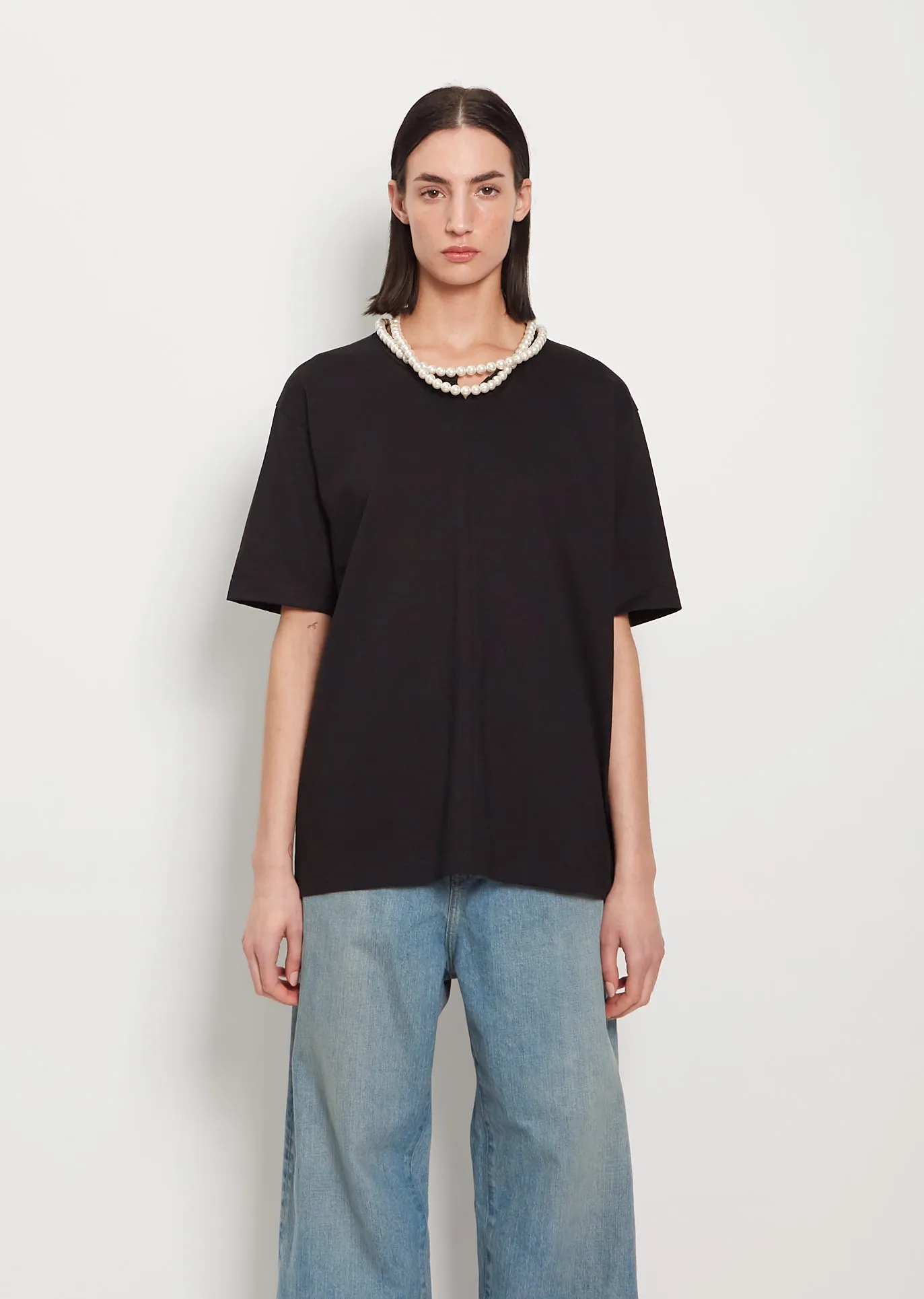 Cotton Pearl Necklace Tee