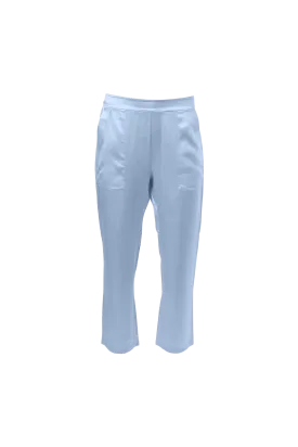 Cropped Silk Pants In Baby Blue