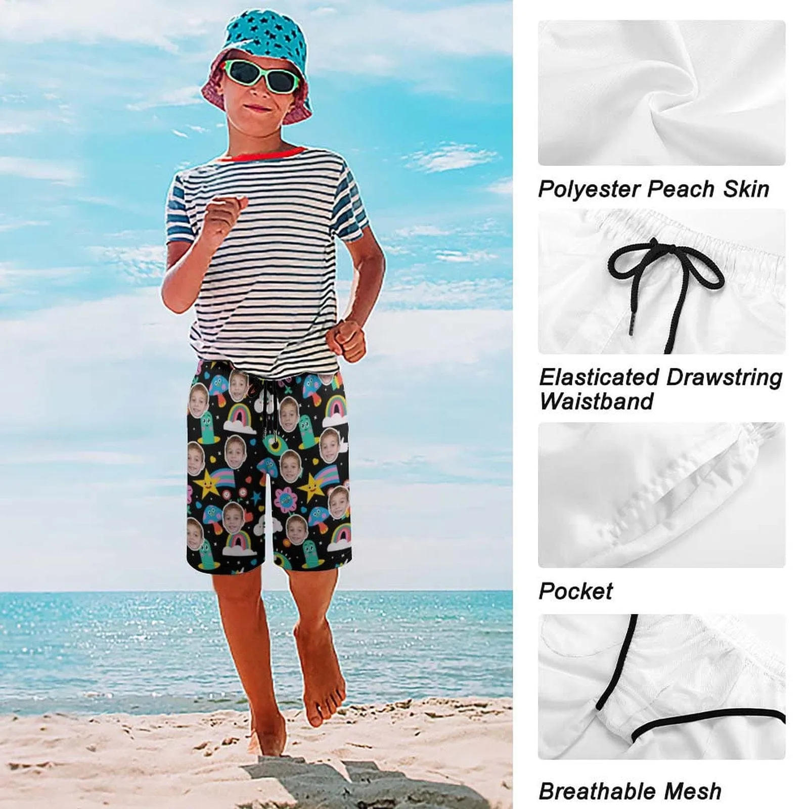 Custom Face Cartoon Figures Theme Teen Beach Shorts