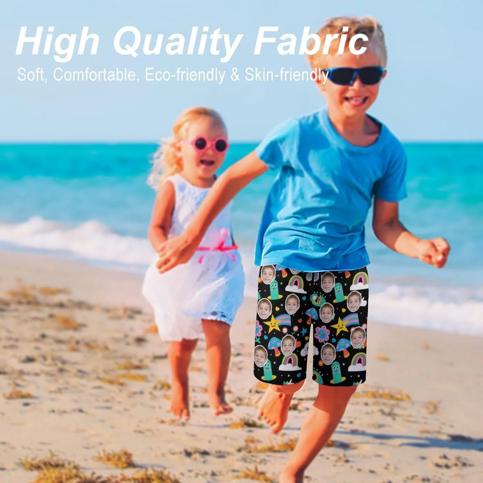 Custom Face Cartoon Figures Theme Teen Beach Shorts