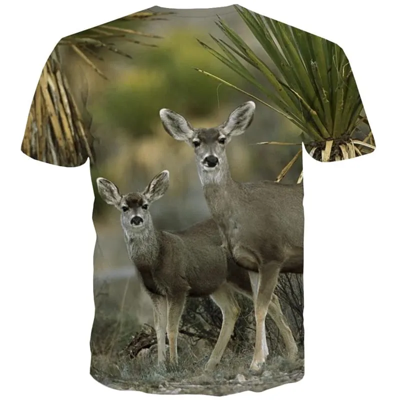 Deer T-shirt Men Animal T-shirts 3d Harajuku Tshirts Cool Short Sleeve