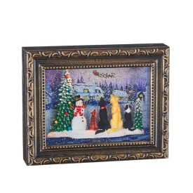 Dogs Watching Santa Lighted Water Frame