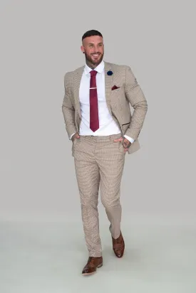 Elwood Beige Houndstooth 2 Piece Suit
