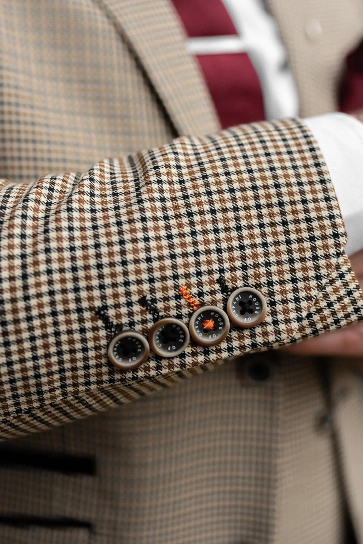 Elwood Beige Houndstooth 2 Piece Suit