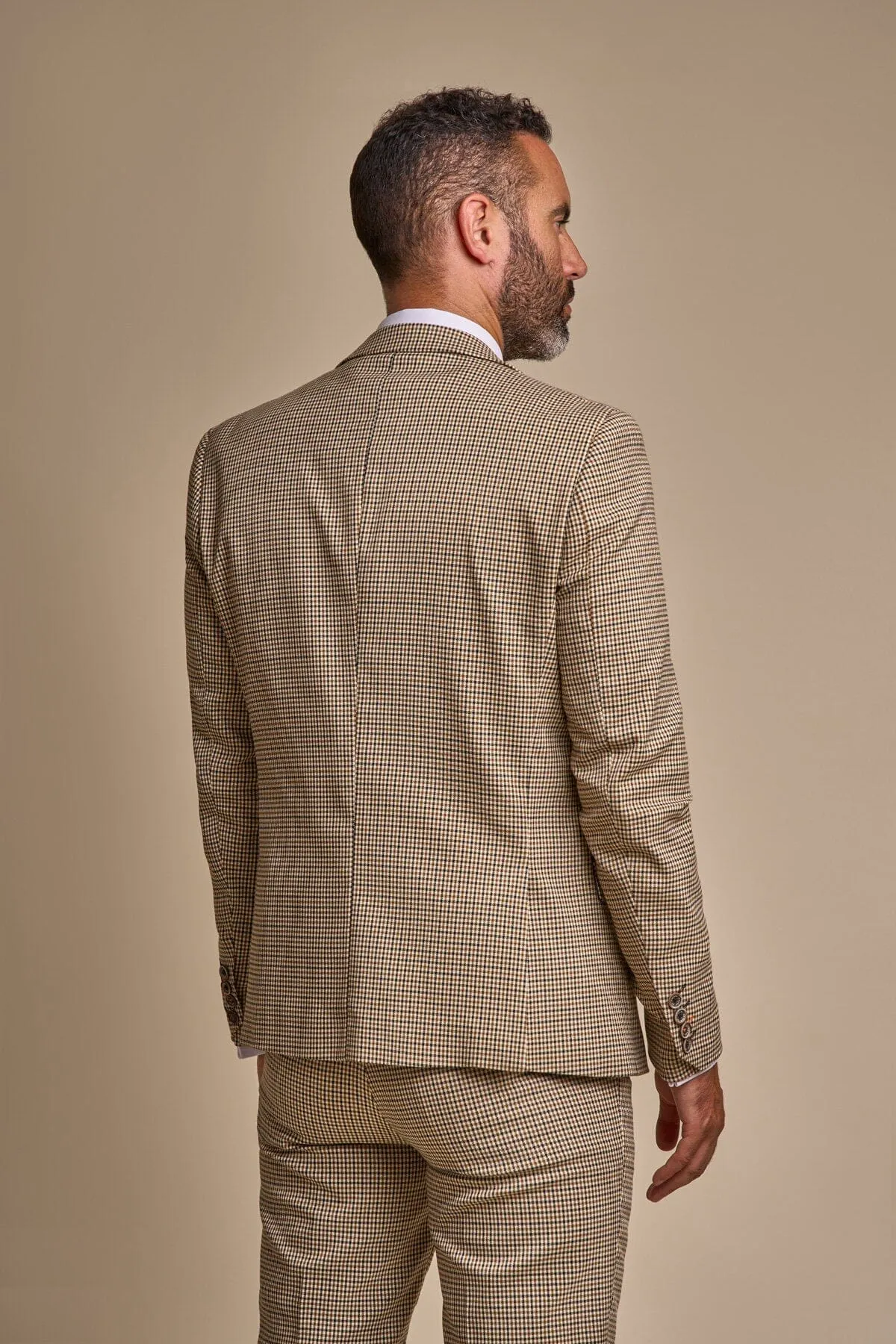Elwood Beige Houndstooth 2 Piece Suit