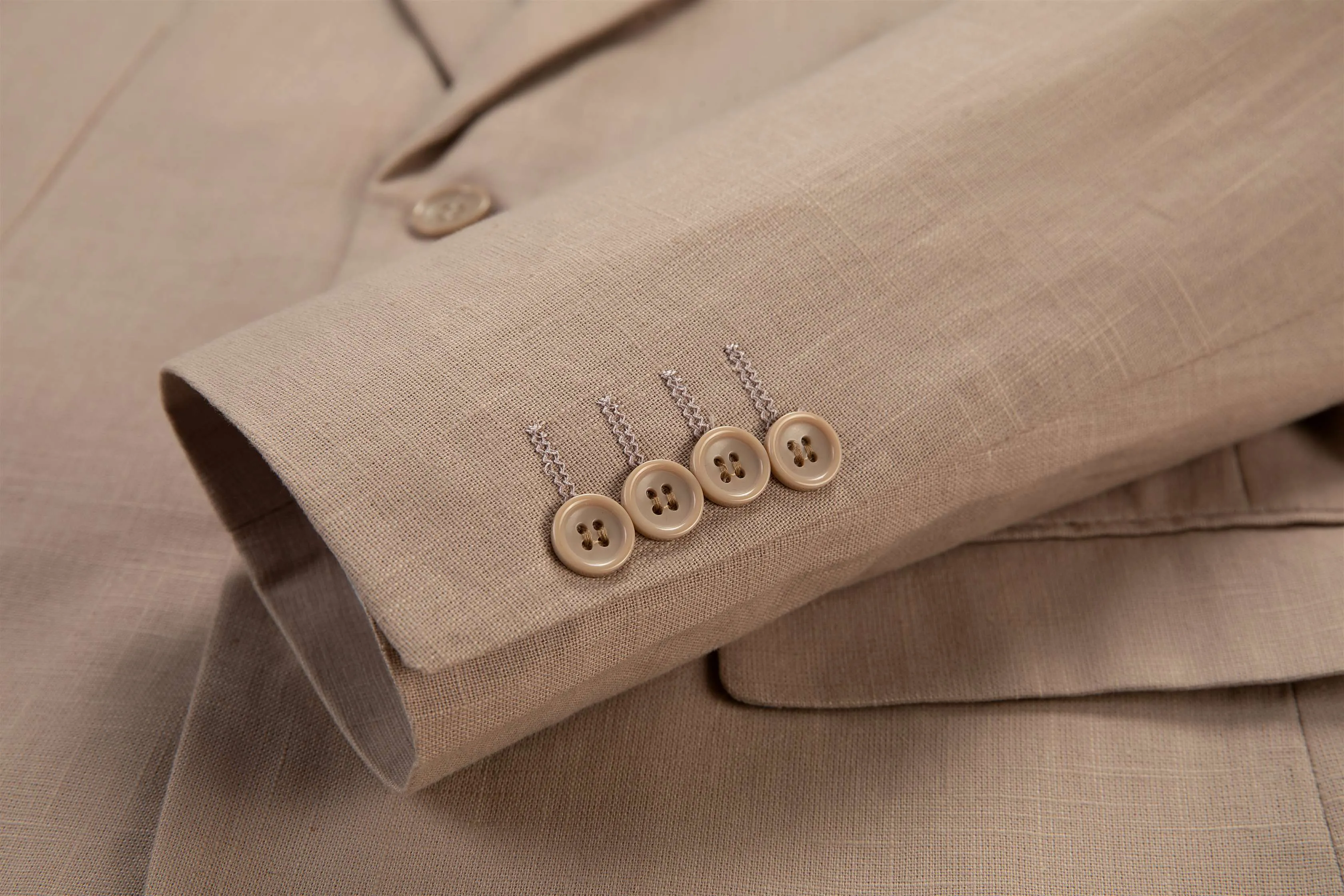 Fashion 3 Piece Men's Suit Flat Linen Notch Lapel (Blazer Vest Pants)