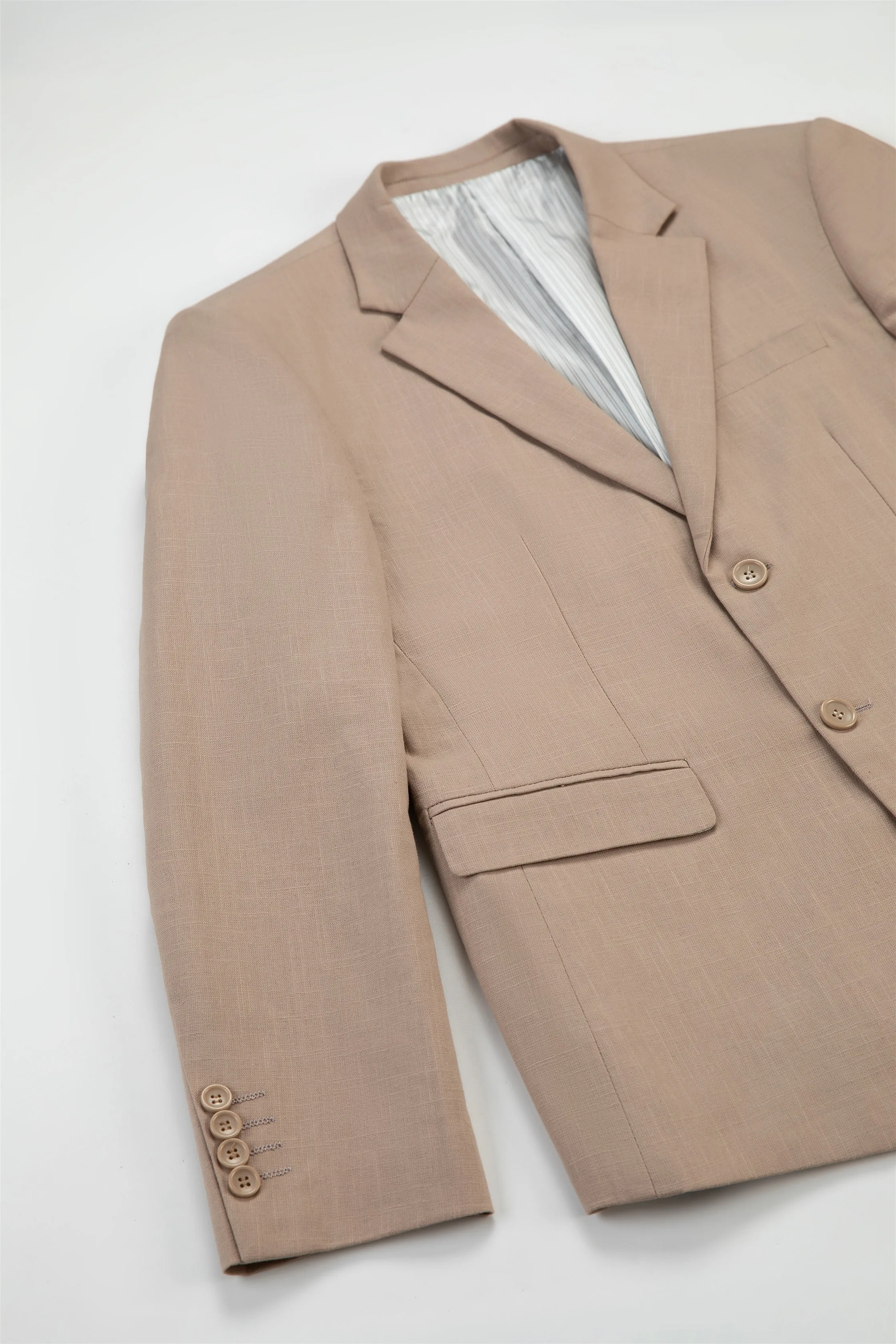Fashion 3 Piece Men's Suit Flat Linen Notch Lapel (Blazer Vest Pants)
