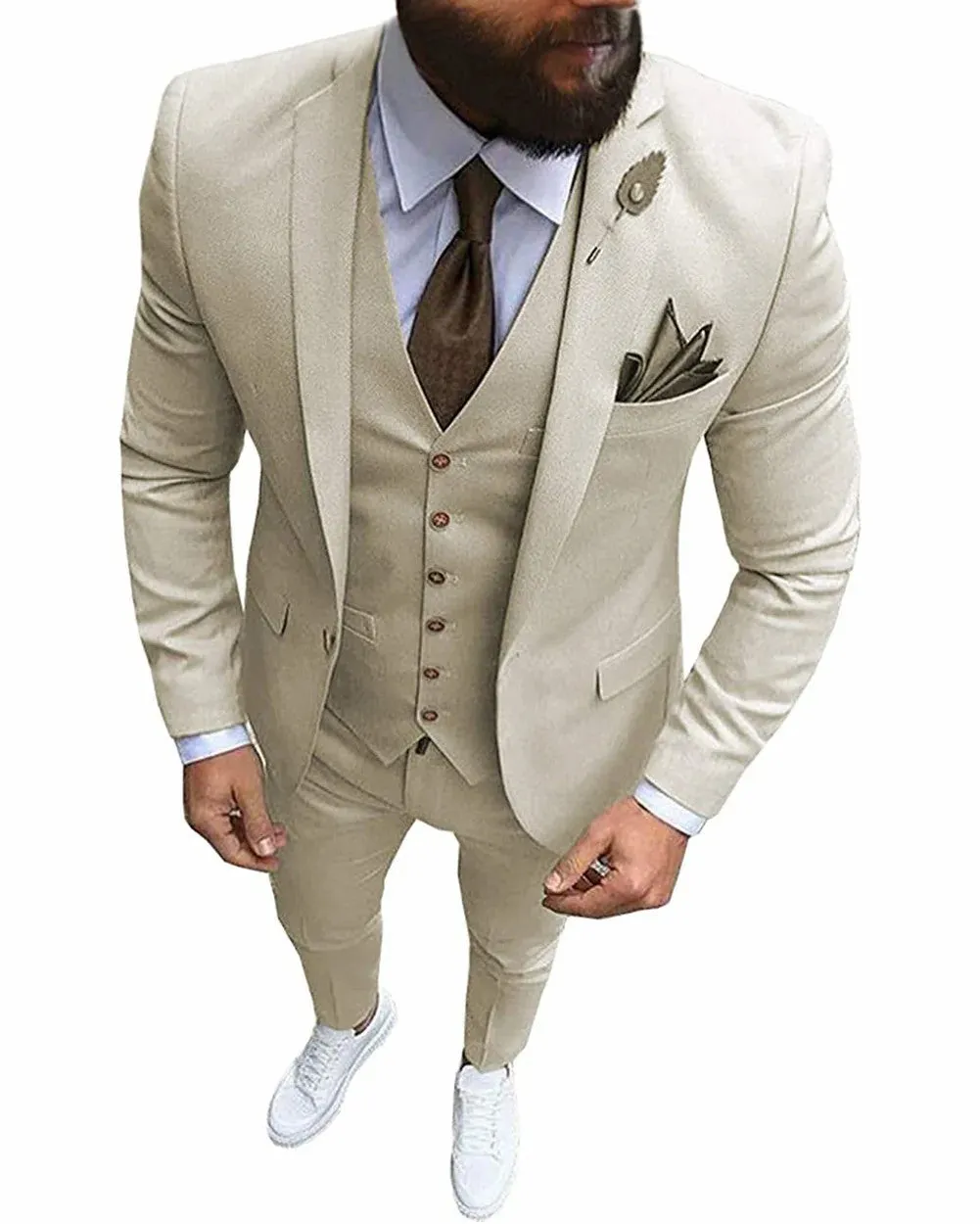 Fashion 3 Pieces Mens Suit Flat Notch Lapel Tuxedos (Blazer vest Pants)
