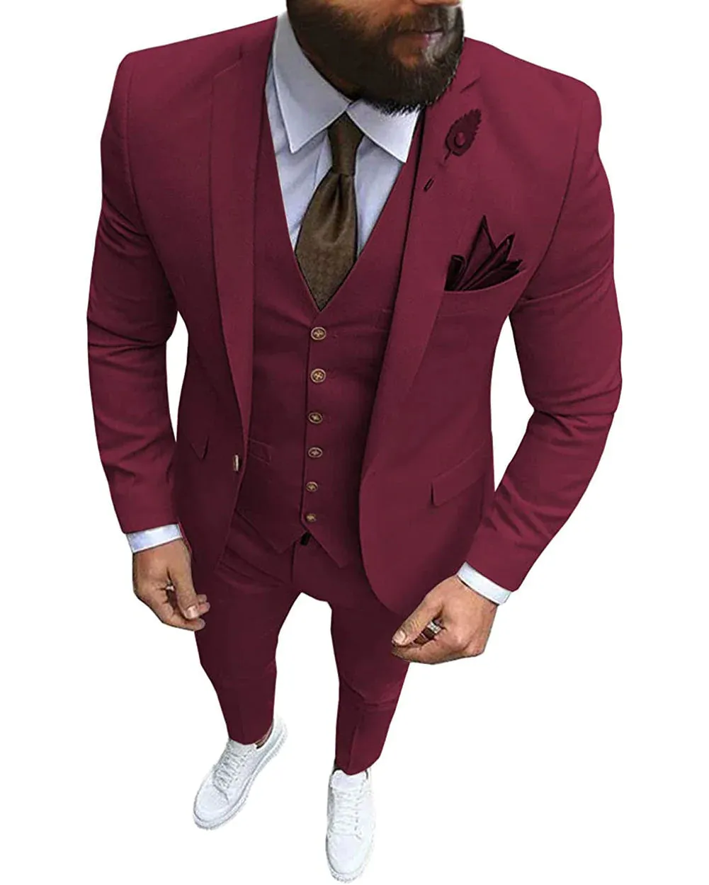 Fashion 3 Pieces Mens Suit Flat Notch Lapel Tuxedos (Blazer vest Pants)