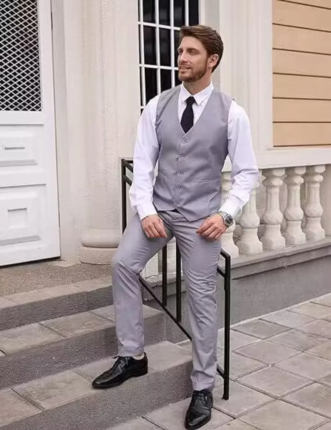 Fashion 3 Pieces Mens Suit Flat Notch Lapel Tuxedos (Blazer vest Pants)