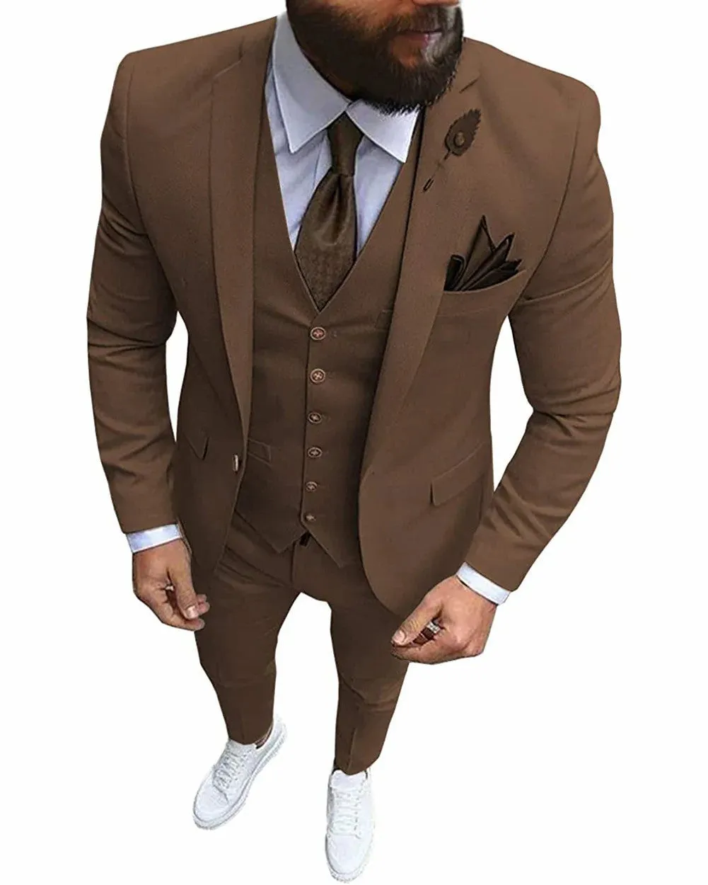 Fashion 3 Pieces Mens Suit Flat Notch Lapel Tuxedos (Blazer vest Pants)